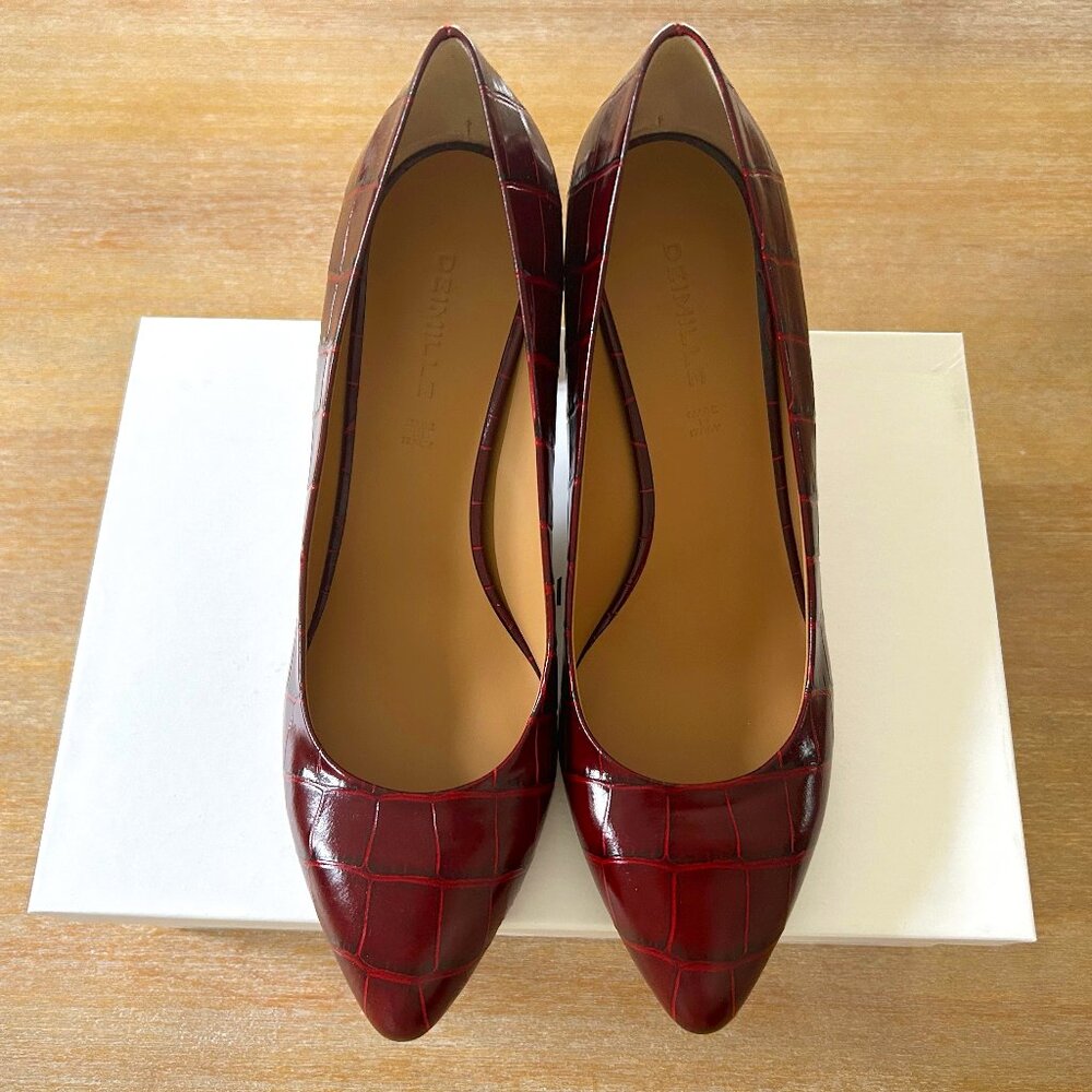 NWB Deimille Women's Crocodile Burgundy Red High Heel Shoes, Size EU 39